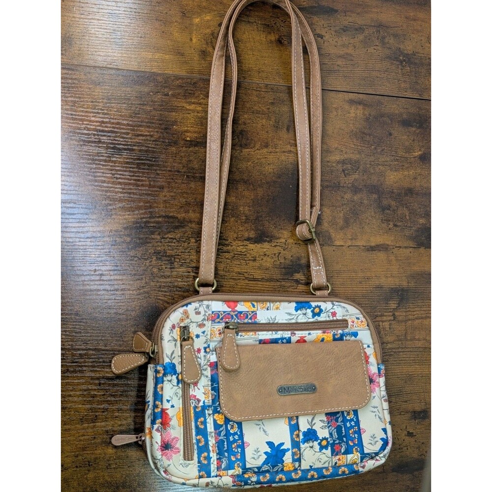MultiSac Zippy Triple Compartment Crossbody Bag Pretty Patch/Hazelnut